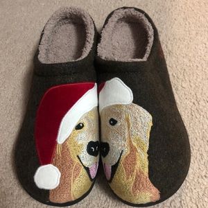 LL Bean Christmas Golden Retriever Slippers